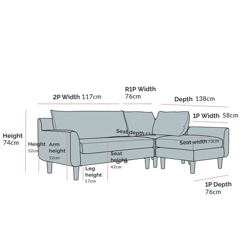 Vega Velvet Modular Corner Sofa - Navy