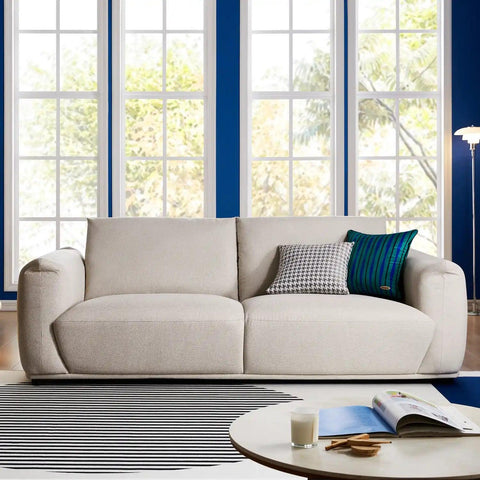 Emery Speckled Fabric 3 Seater Sofa - Beige