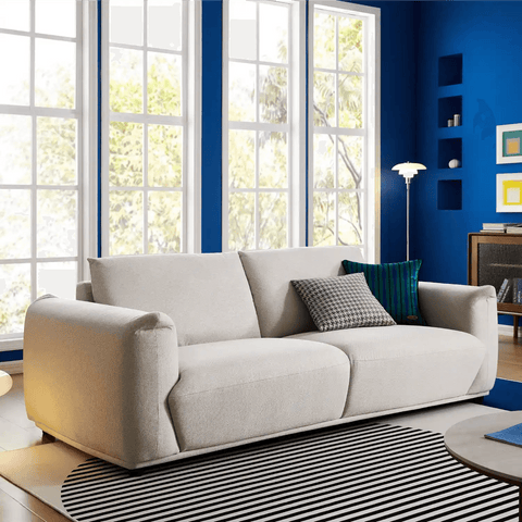 Emery Speckled Fabric 3 Seater Sofa - Beige