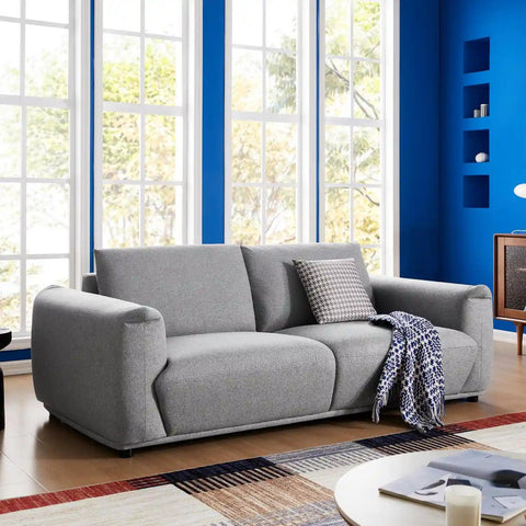 Emery Speckled Fabric 3 Seater Sofa - Light Grey