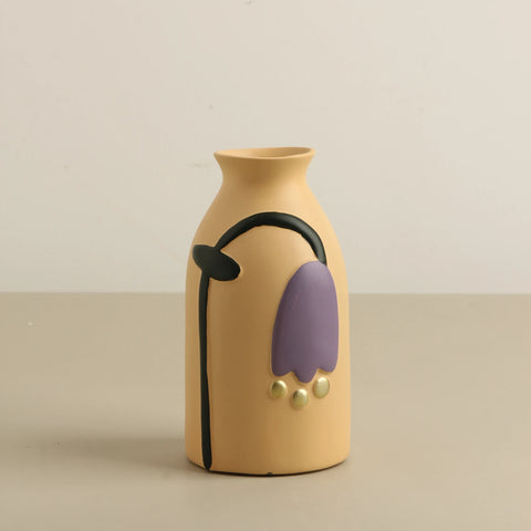 Floral Hand-Painted Pottery Ceramic Vase