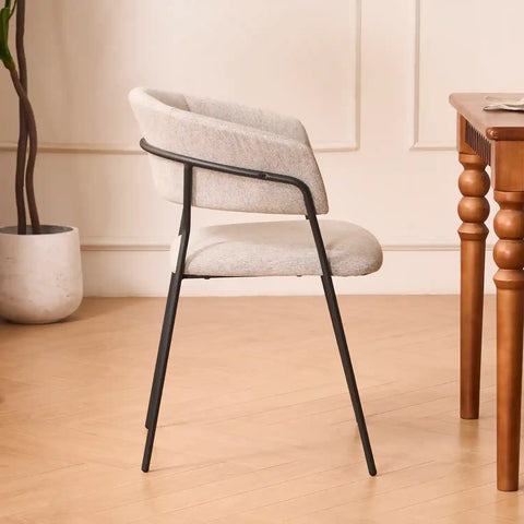 Frances Set of 4 Light Grey Fabric Dining Chairs