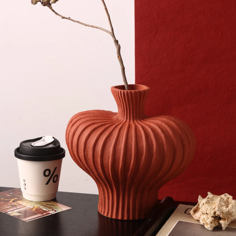Lantern Fruit Raw Ceramic Vase