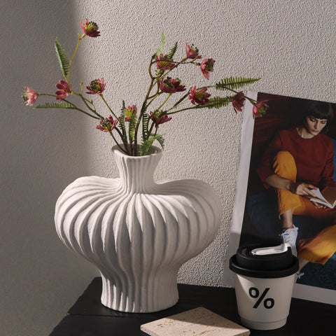 Lantern Fruit Raw Ceramic Vase