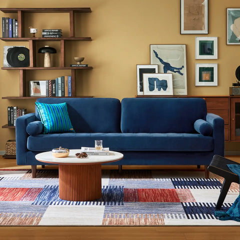 Lennox Velvet 3 Seater Sofa - Navy Blue