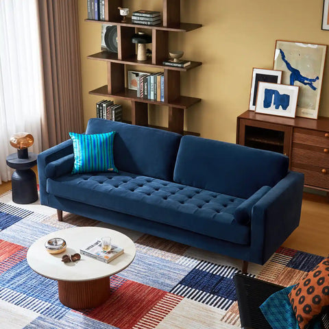 Lennox Velvet 3 Seater Sofa - Navy Blue