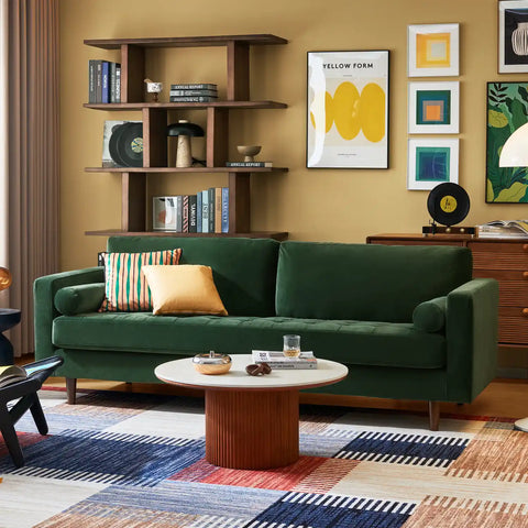 Lennox Velvet 3 Seater Sofa - Dark Green