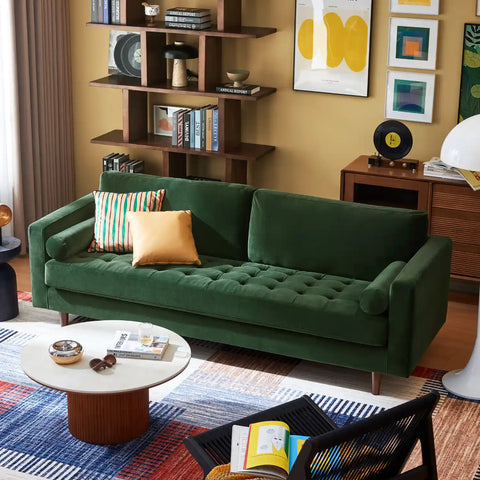 Lennox Velvet 3 Seater Sofa - Dark Green