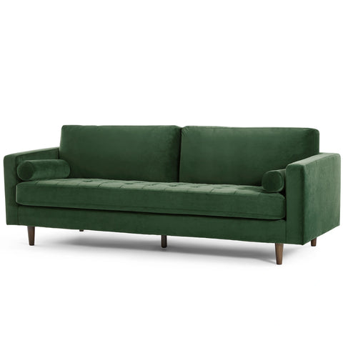 Lennox Velvet 3 Seater Sofa - Dark Green