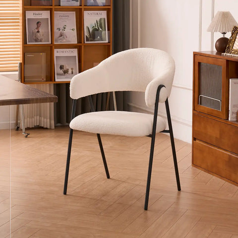 Noah Set of 2 White Sherpa Fleece Dining Chairs