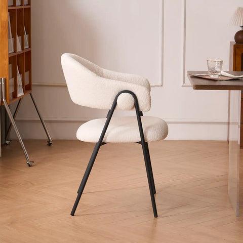 Noah Set of 2 White Sherpa Fleece Dining Chairs