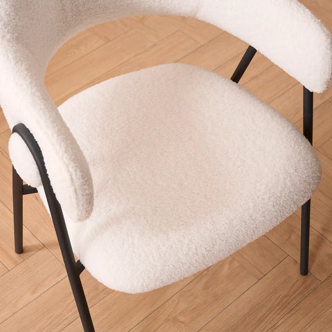Noah Set of 2 White Sherpa Fleece Dining Chairs