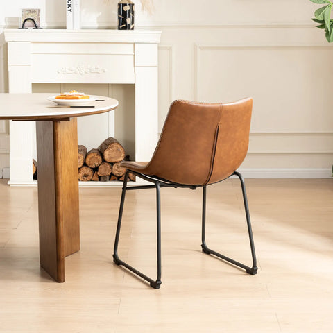 Ray Set of 4 Brown PU Leather Dining Chairs