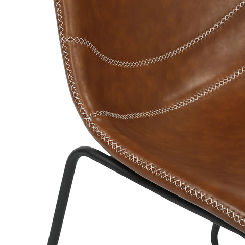 Ray Set of 4 Brown PU Leather Dining Chairs