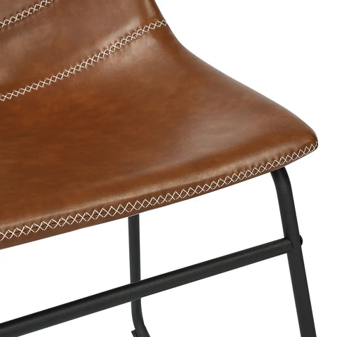 Ray Set of 4 Brown PU Leather Dining Chairs