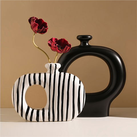 Rhythm Matte Black Ceramic Vase