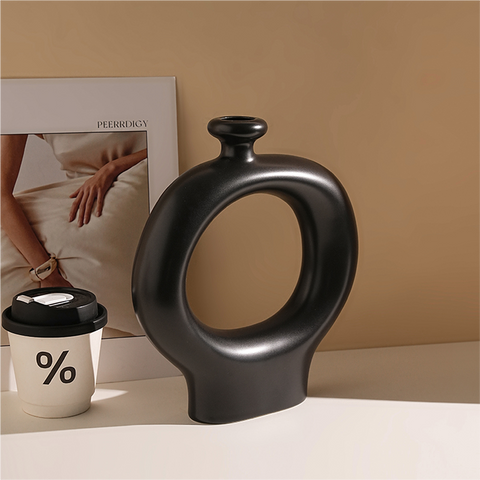 Rhythm Matte Black Ceramic Vase