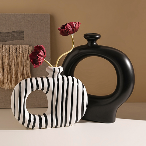 Rhythm Matte Black Ceramic Vase
