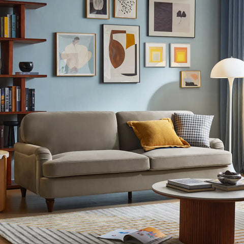 Sadie Velvet 3 Seater Sofa - Calm Grey