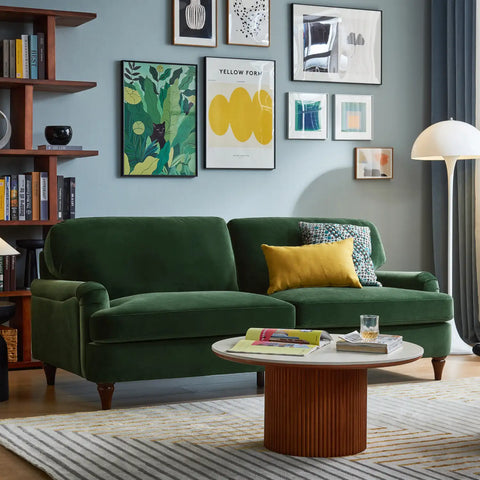 Sadie Velvet 3 Seater Sofa - Dark Green