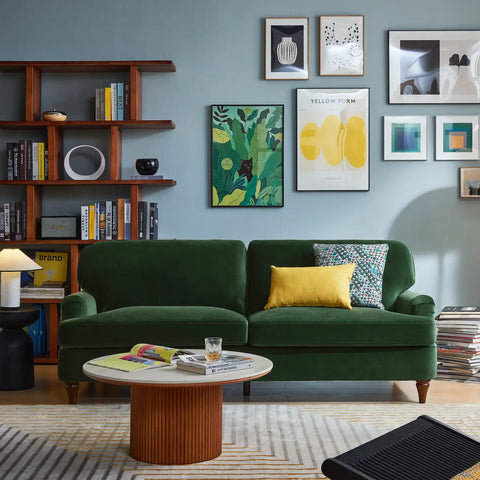 Sadie Velvet 3 Seater Sofa - Dark Green
