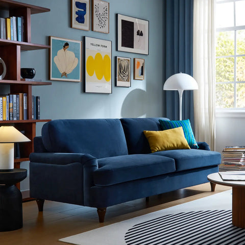 Sadie Velvet 3 Seater Sofa - Navy Blue