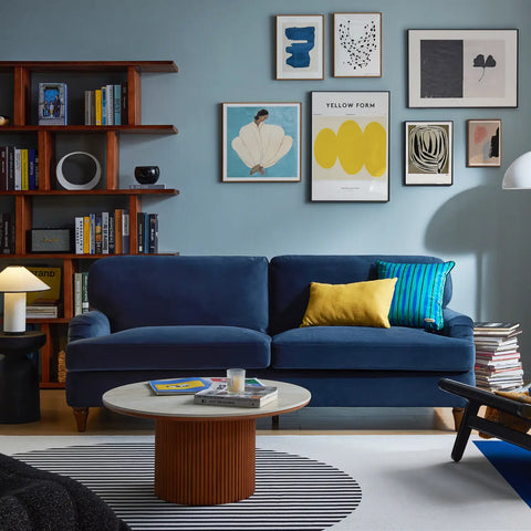 Sadie Velvet 3 Seater Sofa - Navy Blue