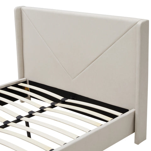 Leonie Beige Kingsize Upholstered Bed