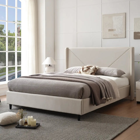 Leonie Beige Doublesize Upholstered Bed