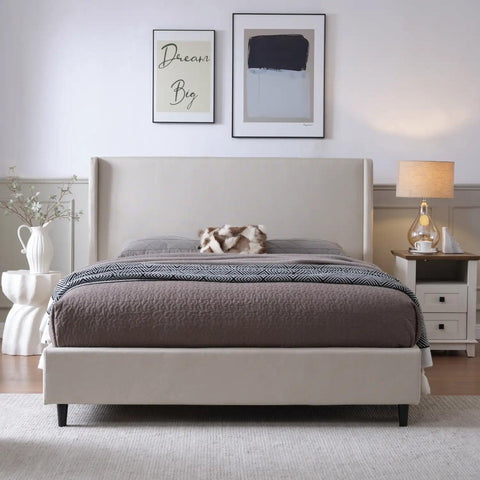 Freya Beige Kingsize Upholstered Bed