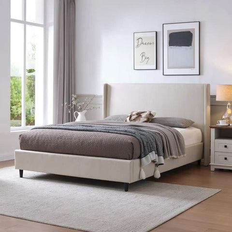 Freya Beige Kingsize Upholstered Bed