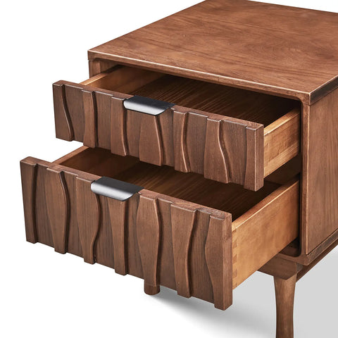 Veneto Walnut Two Drawers Bedside Cabinet