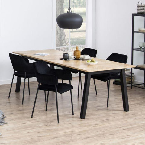 x2 Vega Black Velvet Dining Chairs with Armrests
