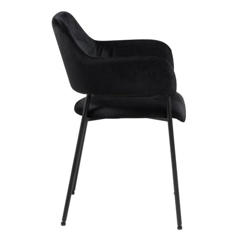 x2 Vega Black Velvet Dining Chairs with Armrests