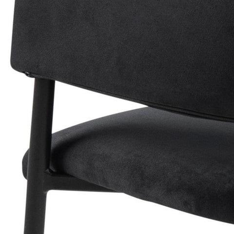x2 Vega Black Velvet Dining Chairs with Armrests