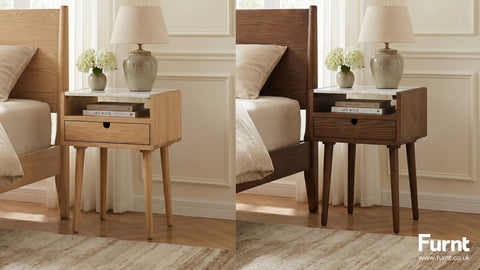 Nomi Marble Top Bedside Cabinet – A Timeless Blend of Wood and Carrara Marble