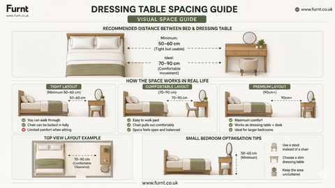 How Much Space Should You Leave Between a Dressing Table and Bed? Furnt How Much Space Should You Leave Between a Dressing Table and Bed? Furnt