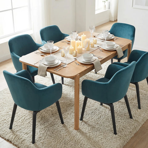 Belshire Dining Chair, Black Ash Solid Wood | Peacock Blue Velvet Fabric