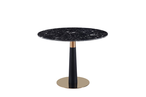 Pantheon Black Marble Round Dining Table with Gold & Black Legs – 100cm