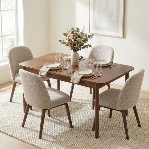 Wexley Contemporary Modern Walnut Effect 4-6 Rectangle Wooden Dining Table - 140cm