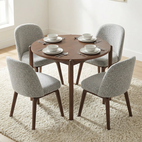 Nomi Walnut Effect 2-4 Seater Round Wooden Dining Table - 105cm