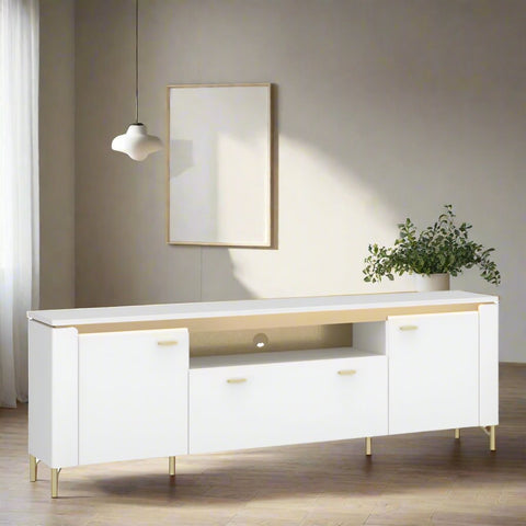 Lazio TV Unit 2 Door 1 Drawer in Alpine White/White Gloss