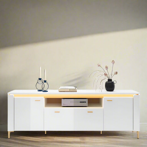 Lazio TV Unit 2 Door 1 Drawer in Alpine White/White Gloss