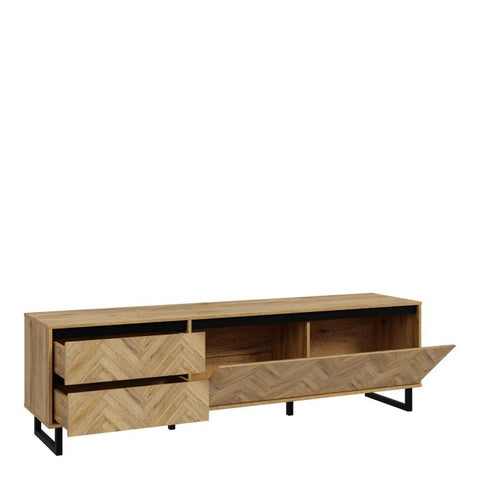 Nikomedes Sideboard in Spica Matt Black & Bartex Oak