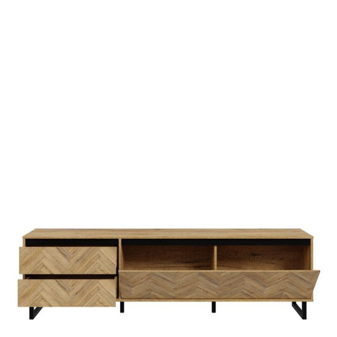 Nikomedes Sideboard in Spica Matt Black & Bartex Oak