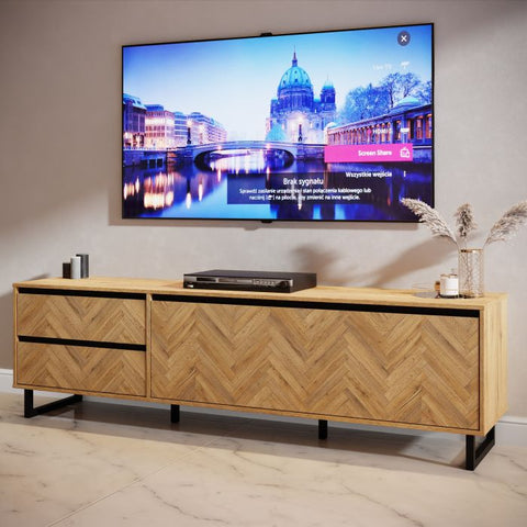 Nikomedes Sideboard in Spica Matt Black & Bartex Oak