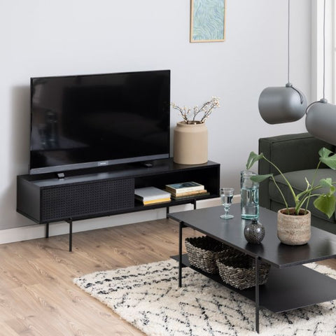 Angus TV Unit with 1 Sliding Door in Black