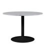 Tarifa Round Dining Table with White Polished Marble Top and Black Base