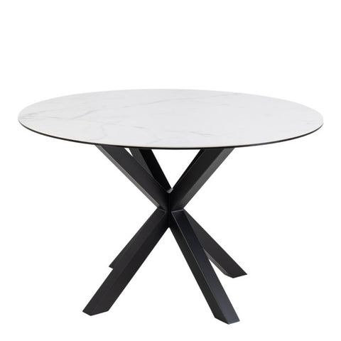 Heaven Round Dining Table with Ceramic White Top - 119 cm