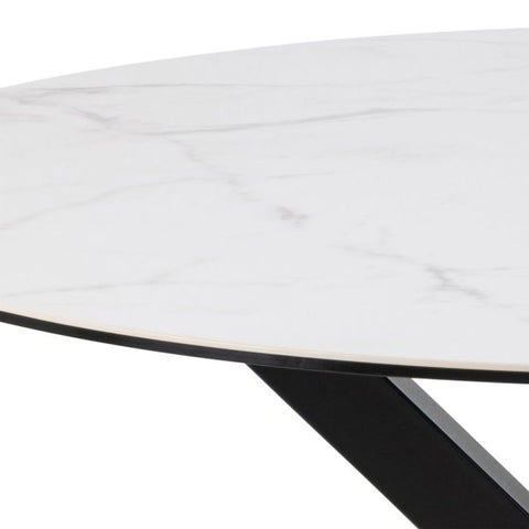 Heaven Round Dining Table with Ceramic White Top - 119 cm